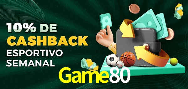 10% de bônus de cashback na Game80